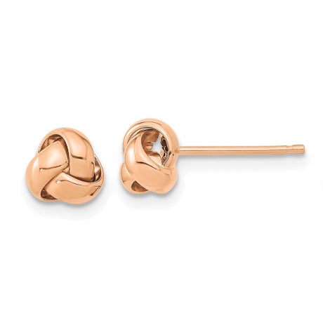 14k Rose Gold Polished Love Knot Post Earrings