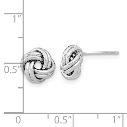 14k White Gold Polished Double Love Knot Post Earrings