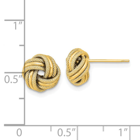 14k Polished Textured Triple Love Knot Earrings