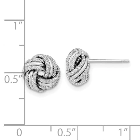 14k White Gold Polished Textured Triple Love Knot Post Earrings