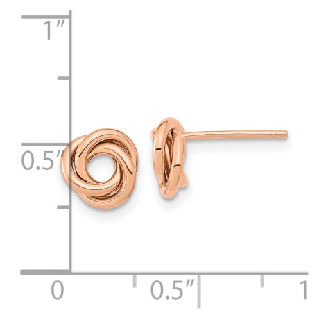 14k Rose Gold Polished Love Knot Post Earrings