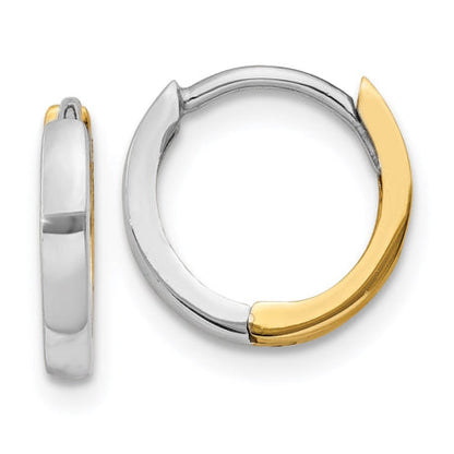 14k Two-tone 1.75mm Round Hinged Hoop Earrings