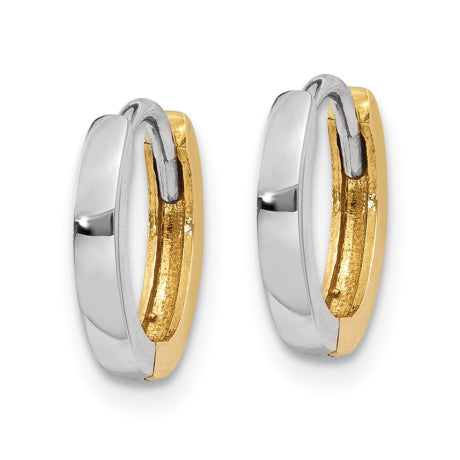 14k Two-tone 1.75mm Round Hinged Hoop Earrings