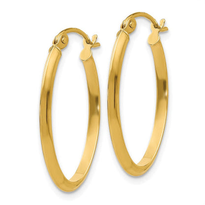 14k 2mm Oval Hoop Earrings