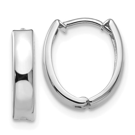 14k White Gold Polished Hinged Hoop Earrings