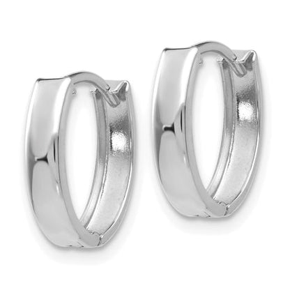 14k White Gold Polished Hinged Hoop Earrings