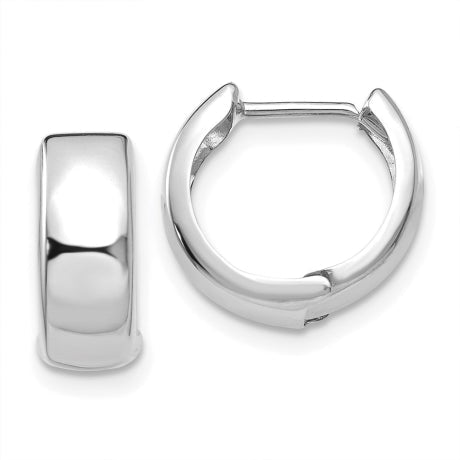 14k White Gold Polished Hinged Hoop Earrings