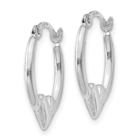 14k White Gold Heart Hoop Earrings