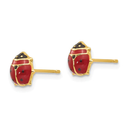 14k Enameled Ladybug Post Earrings