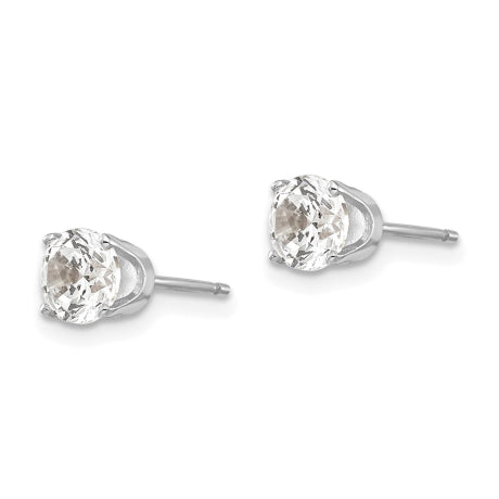 14k White Gold 5mm CZ stud earrings