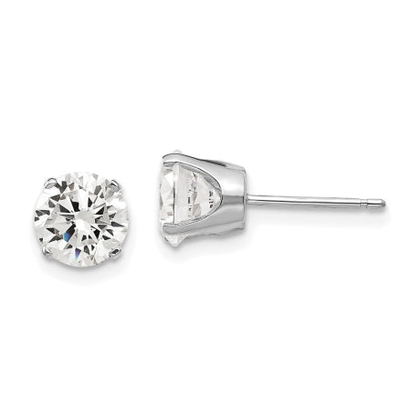 14k White Gold 6.5mm CZ stud earrings