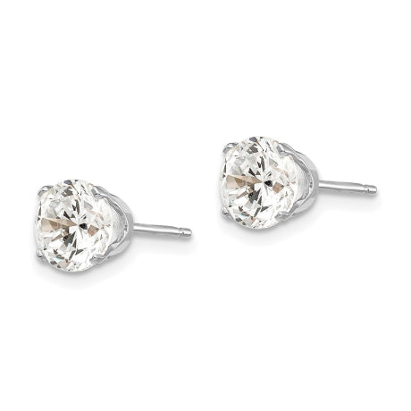 14k White Gold 6.5mm CZ stud earrings