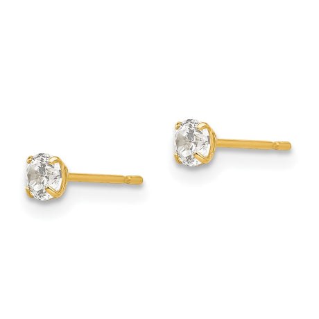 14k 3mm Round CZ Post Earrings