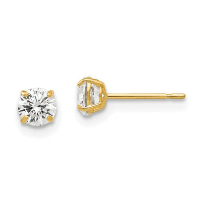 14k 4mm Round CZ Post Earrings