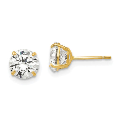 14k 6mm Round CZ Post Earrings