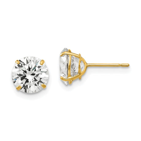 14k 7mm Round CZ Post Earrings