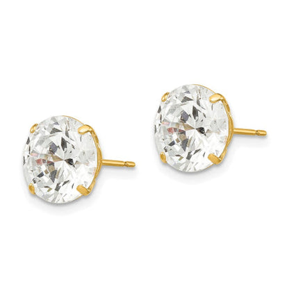 14k 9mm Round CZ Post Earrings