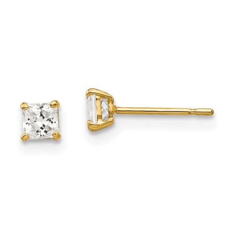 14k 3mm Square CZ Post Earrings