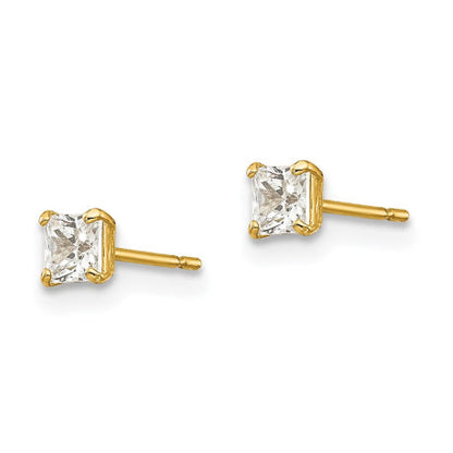 14k 3mm Square CZ Post Earrings