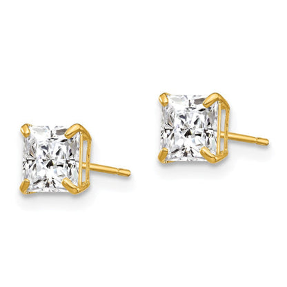 14k 5mm Square CZ Post Earrings