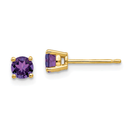 14k 4mm Amethyst Earrings