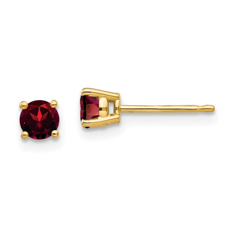 14k 4mm Garnet Earrings