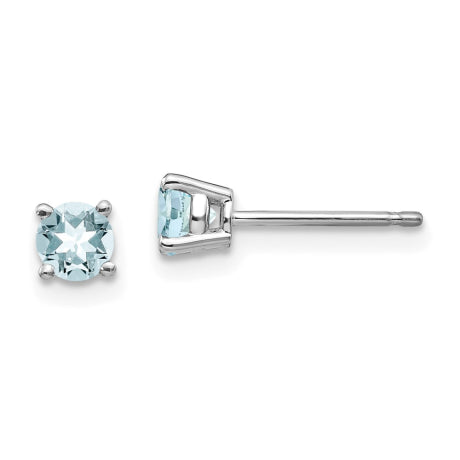 14k White Gold Aquamarine Post Earrings