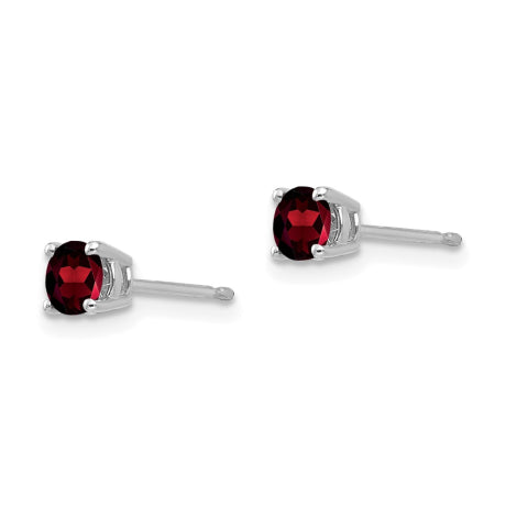 14k White Gold 4mm Garnet Earrings