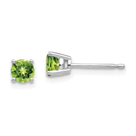 14k White Gold 4mm Peridot Earrings