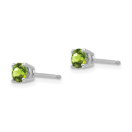 14k White Gold 4mm Peridot Earrings