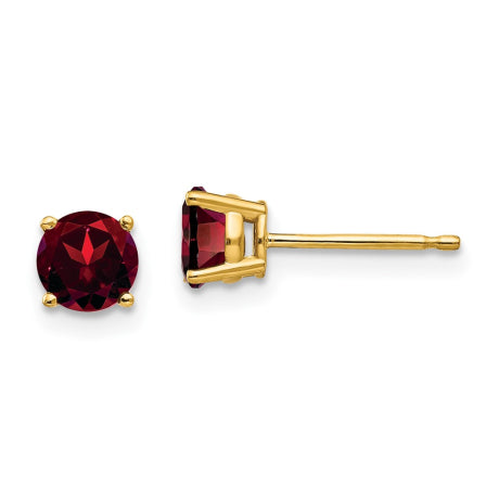 14k 5mm Garnet Post Earrings