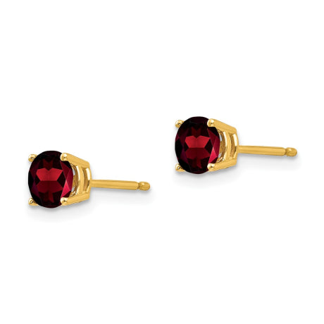 14k 5mm Garnet Post Earrings