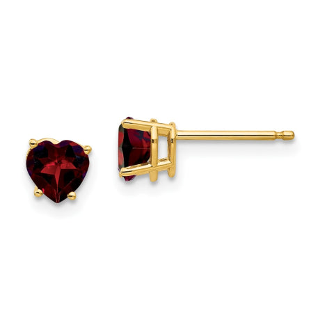 14k 5mm Heart Garnet Earrings