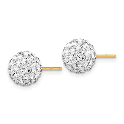 14K Post 8mm Crystal Ball Earrings