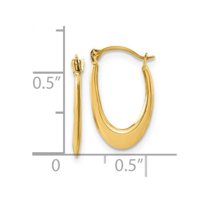 14k Polished Hollow U-Shaped Hoops