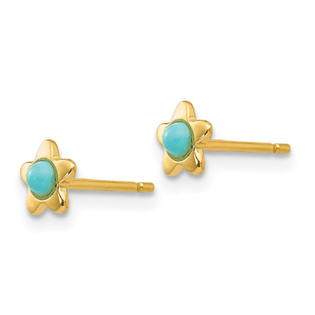 14k Polished Turquoise Star Post Earrings