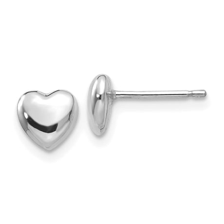 14k White Gold Heart Post Stud Earrings