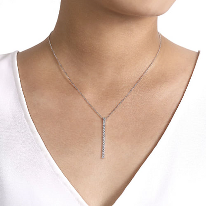 Gabriel & Co | 14K White Gold Diamond Bar Pendant Necklace