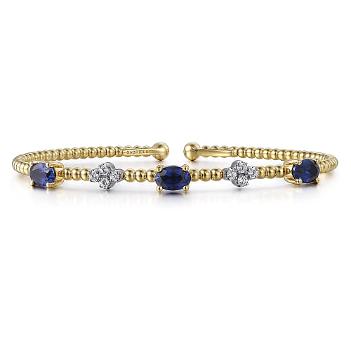 Gabriel & Co | 14K White-Yellow Gold Bujukan Diamond And Sapphire Bangle