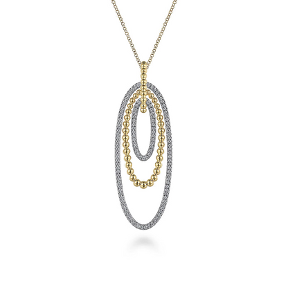 Gabriel & Co | 14K White-Yellow Gold Multi Oval Bujukan Diamond Pendant Necklace