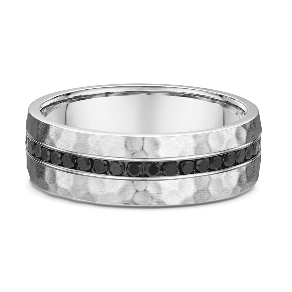 Black Diamond and White Gold Band