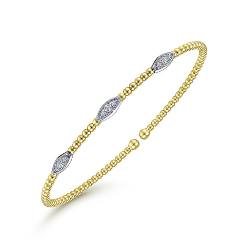 Gabriel & Co | 14K White-Yellow Gold Bujukan Diamond Marquise Stations Bangle