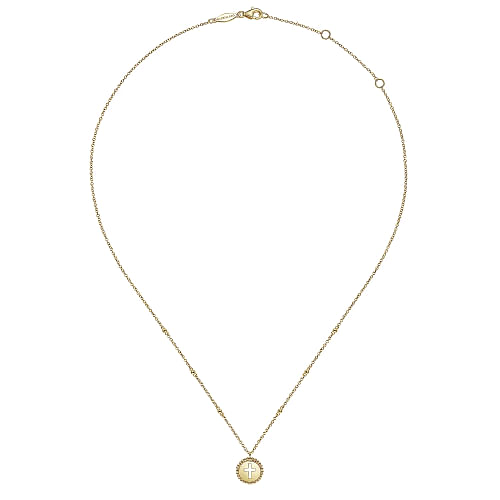 Gabriel & Co | 14K Yellow Gold Bujukan Cross Pendant Necklace