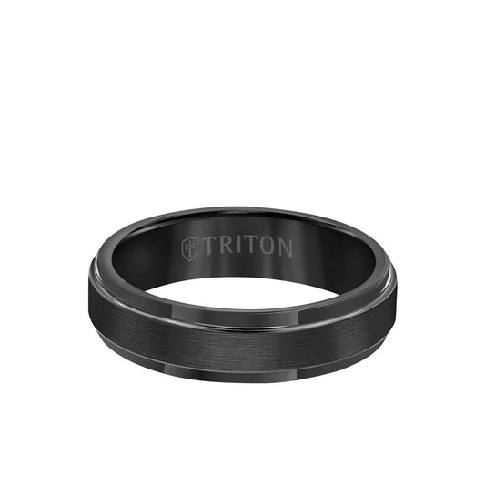 6MM Tungsten Carbide Ring - Satin Finish Center and Step Edge