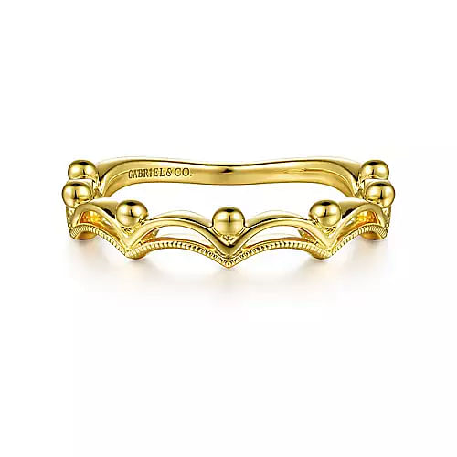 Gabriel & Co | 14K Yellow Gold Crown Bujukan Stackable Ring