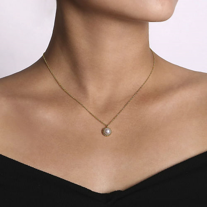 Gabriel & Co | 14K Yellow Gold Bujukan Pearl Pendant Necklace