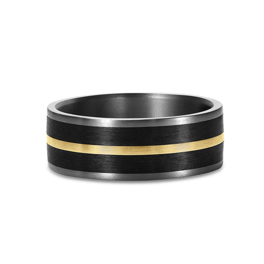 Men's Yellow Gold, Tantalum and Carbon Fiber Ring