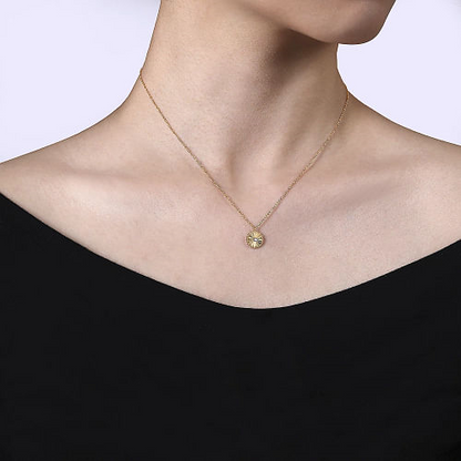 Gabriel & Co | Diamond Cut - 14K White-Yellow Gold Bujukan Diamond Cut Pendant Necklace