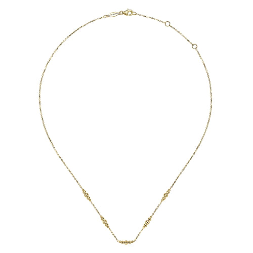 Gabriel & Co | 14K Yellow Gold Graduated Bujukan Beads Station Necklace