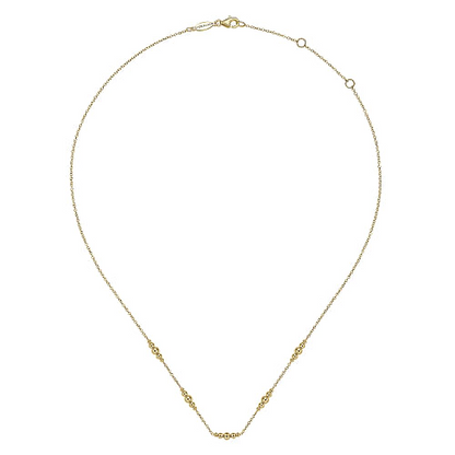 Gabriel & Co | 14K Yellow Gold Graduated Bujukan Beads Station Necklace